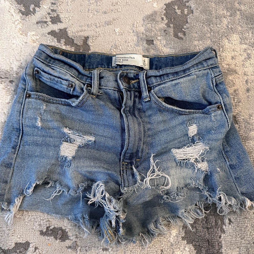 Abercrombie & Fitch Distressed Blue Jean Shorts